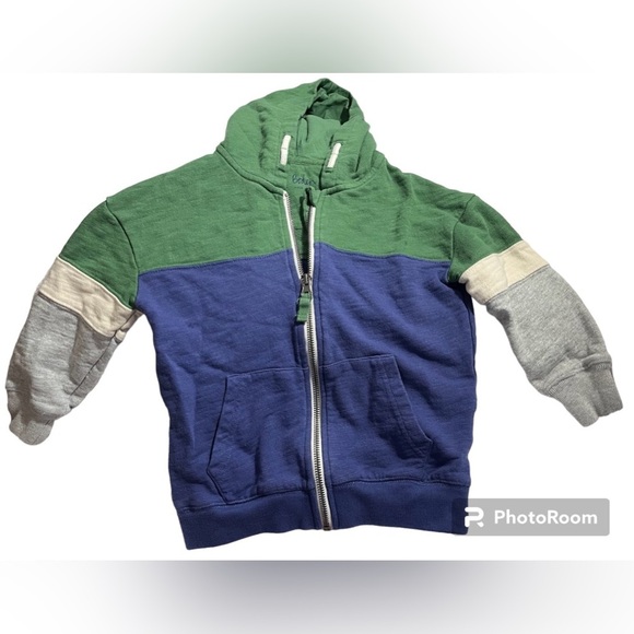 Mini Boden colorblock blue/green fall essential zipup hoodie size 4-5Y - Picture 5 of 6